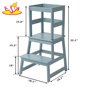 Factory Direct Standing Kitchen Helper Folding Wooden Step Stool For Kids W08G404