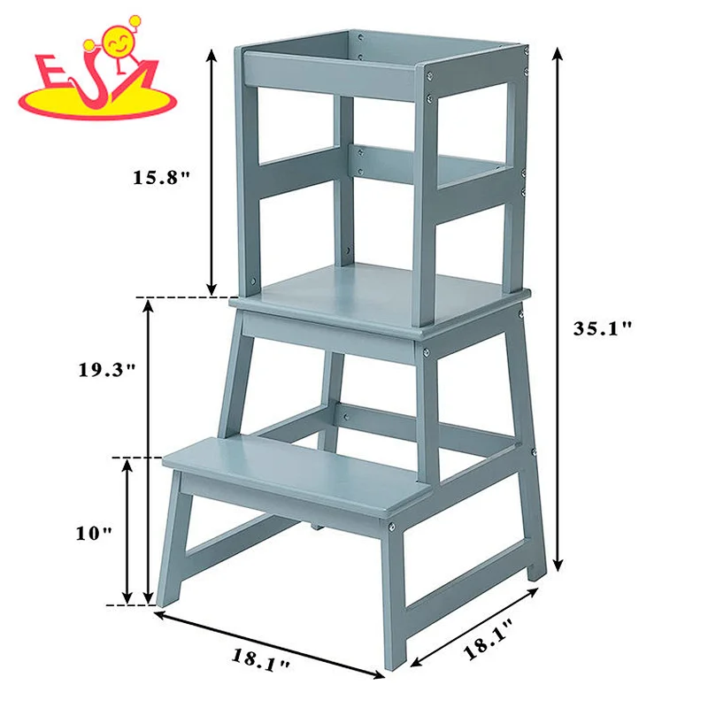 Factory Direct Standing Kitchen Helper Folding Wooden Step Stool For Kids W08G404